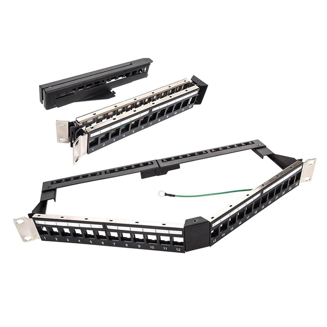  1U 24portov&yacute; FTP &uacute;hlov&yacute; Patch Panel CAT6 s bezn&aacute;strojov&yacute;mi konektory