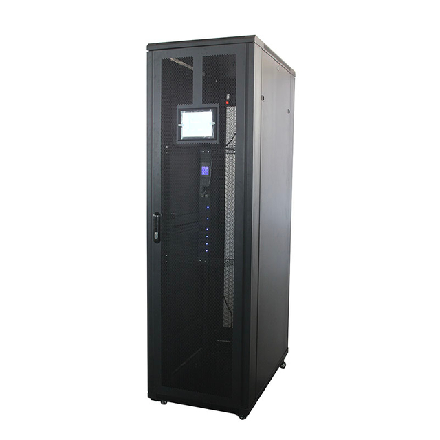 Kabati yenye akili 19' ya rack ya seva yenye skrini ya LCD kwa ajili ya kufuatilia na kudhibiti ukiwa mbali